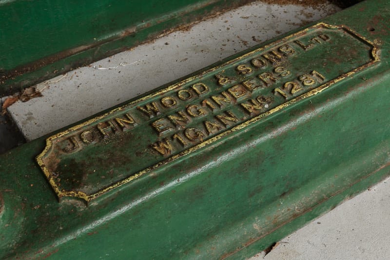 Nameplate for Number two John Wood steam engine at bursledon brickworks museum