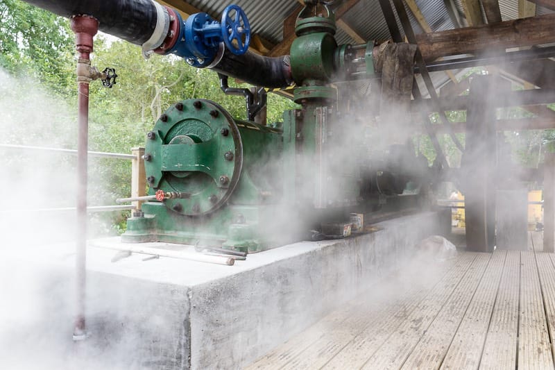 Number two John Wood steam engine at bursledon brickworks museum with steam blowing