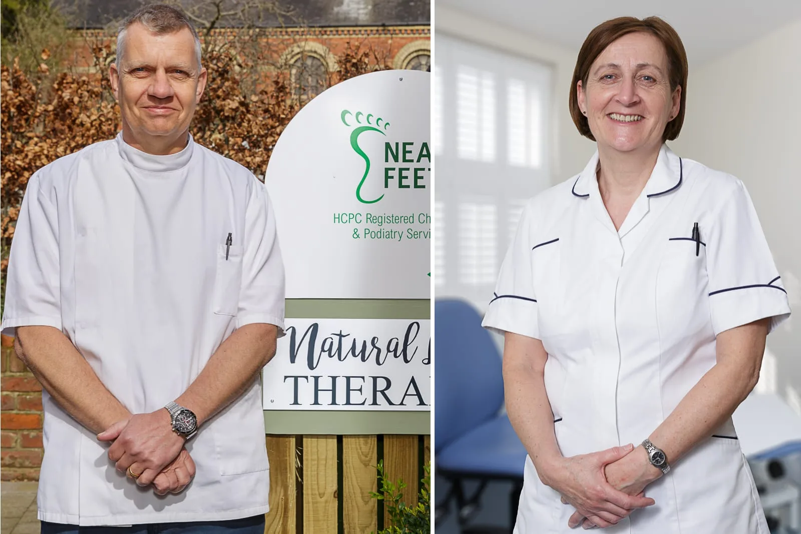 male and female business owner portraits for local podiatry service business