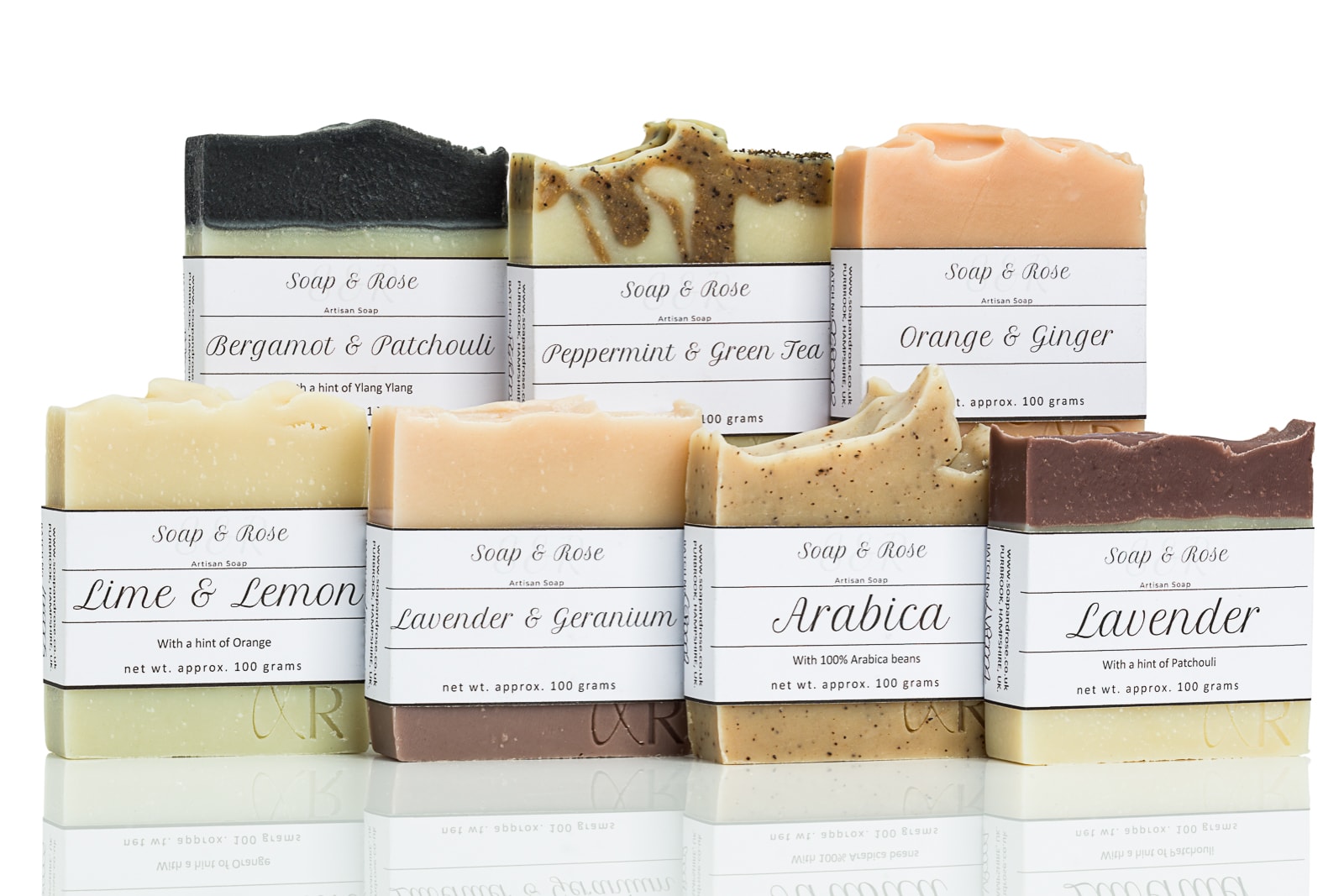 various handmade soaps by local business Soap & Rose