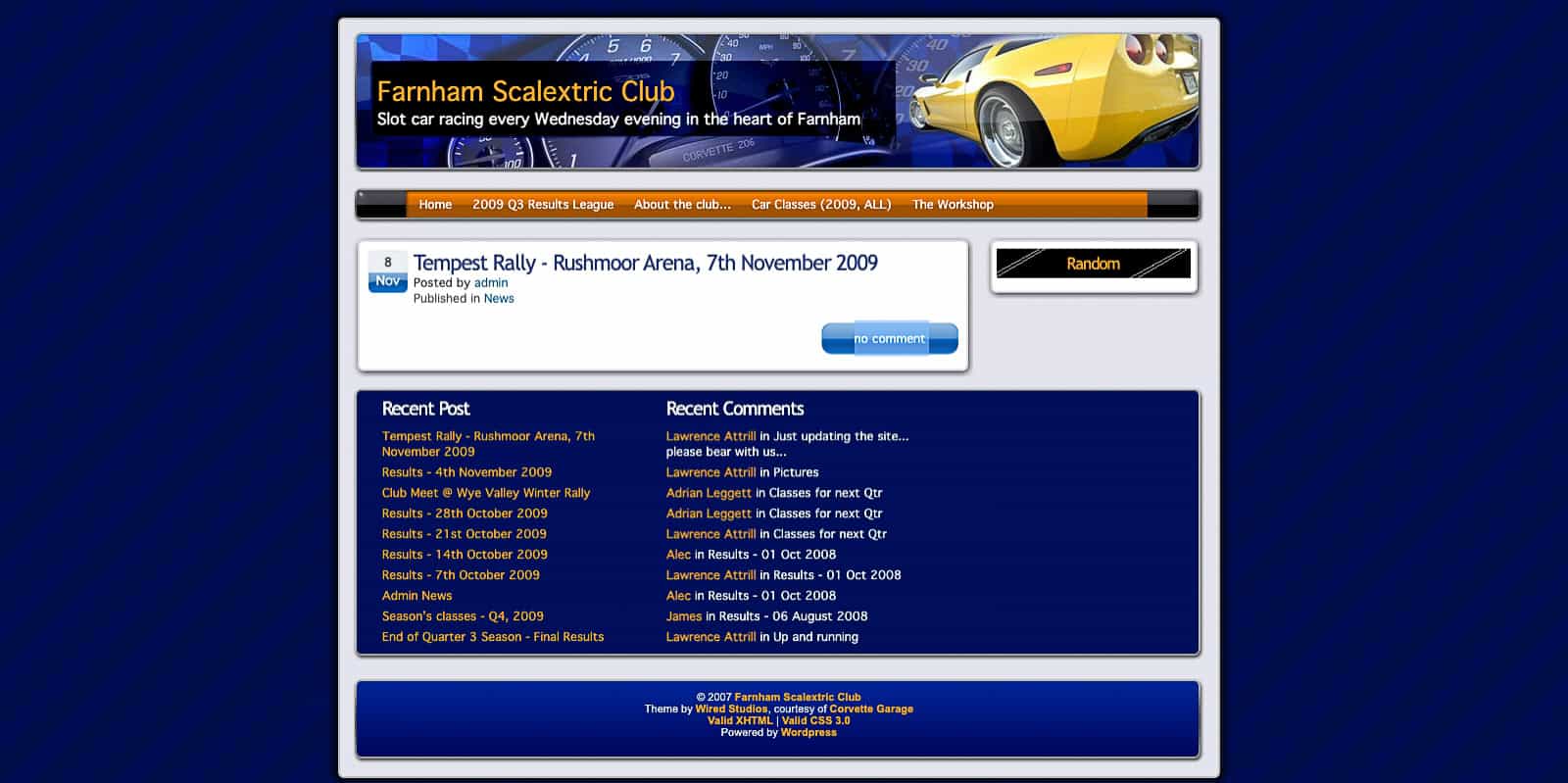 Farnham Website 2009_SPL Farnham Scalextric Club website circa 2009