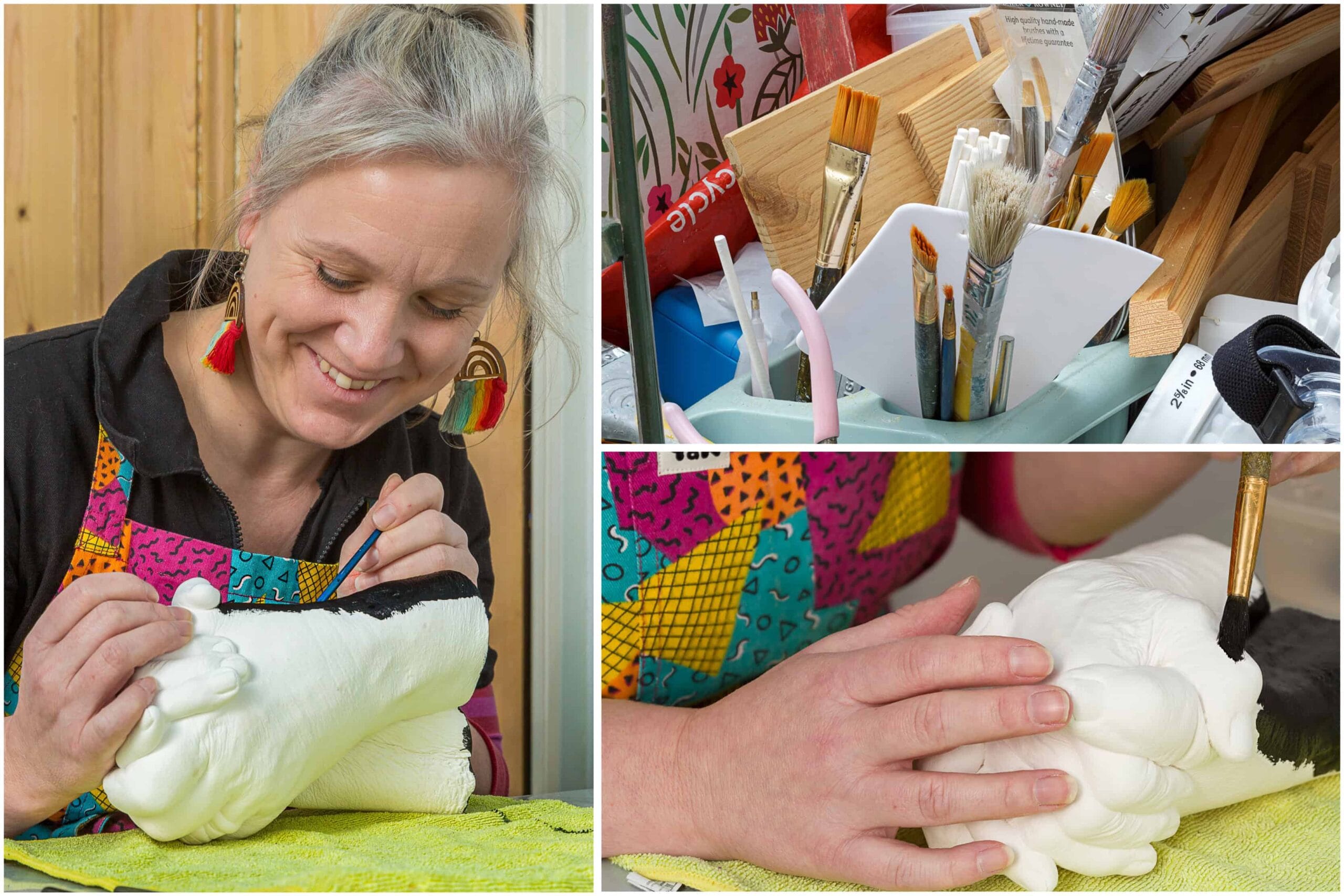 clay-painting-SPL painting plaster cast of adult hands