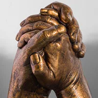 painted plaster cast of hands