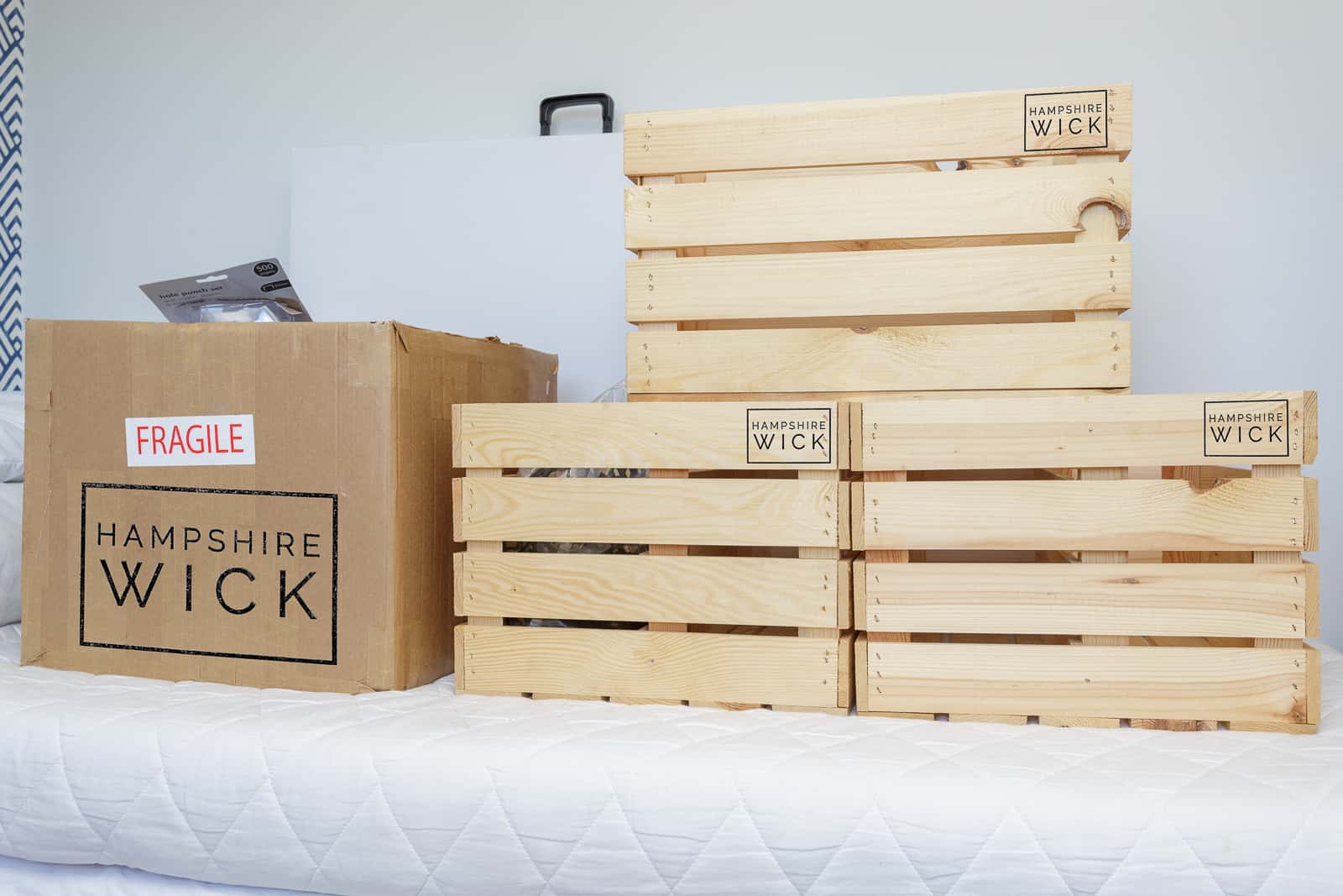 overflow stock stored in spare bedroom