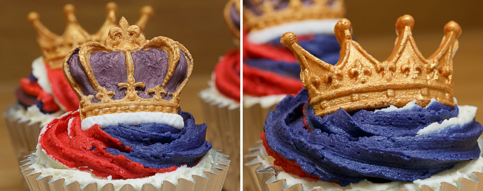 King and Queen decorated cupcakes