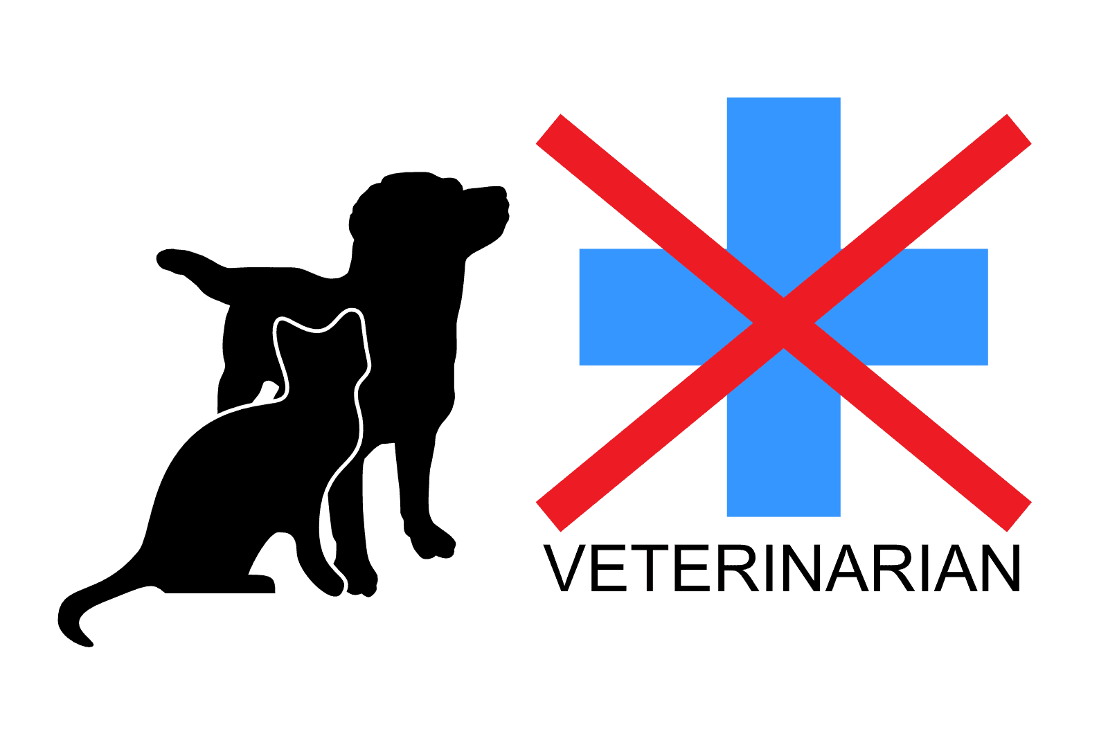 veterinarian symbol cat dog silhouette crossed out