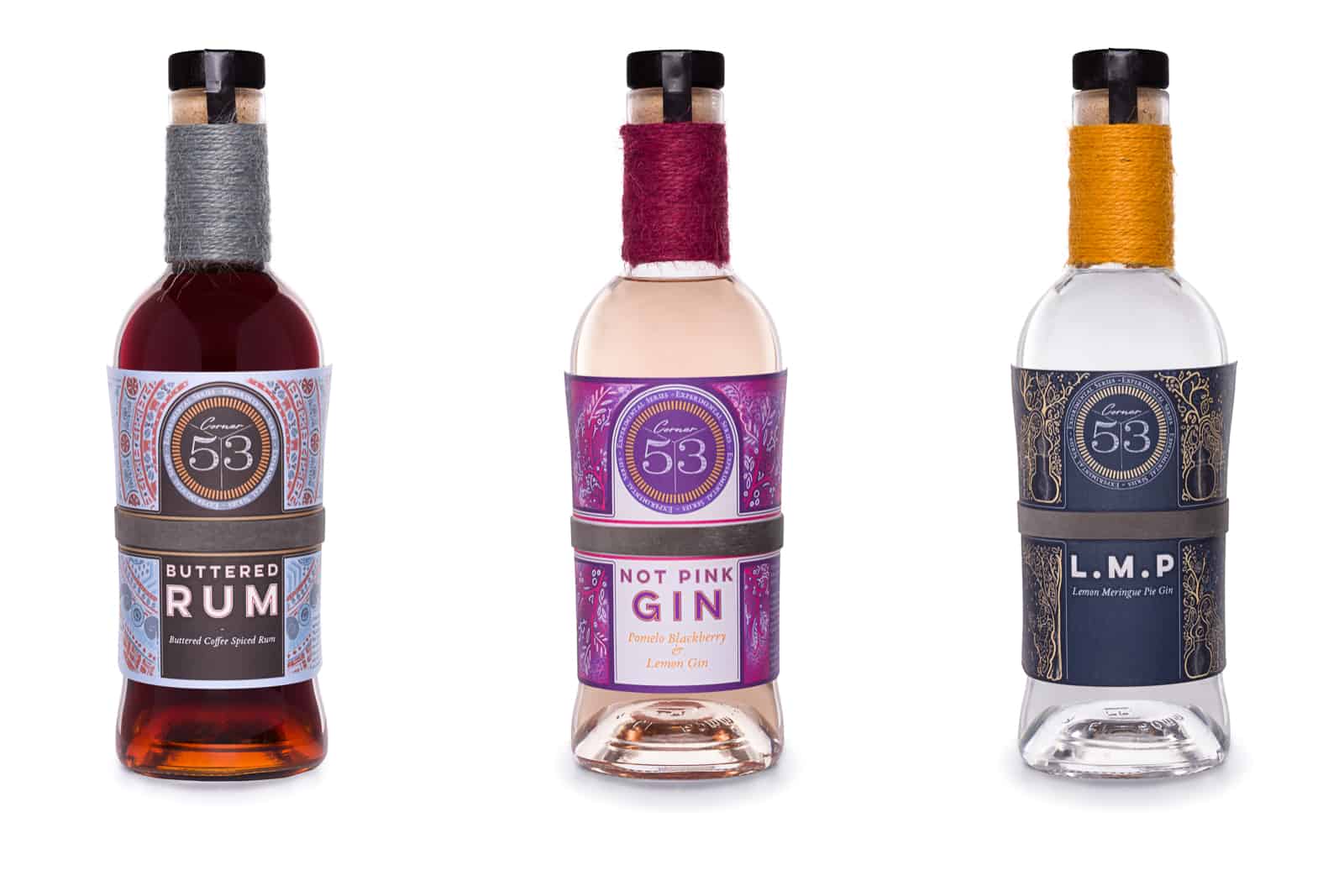 Umami, not pink and lemon meringue pie corner fifty three gin bottles