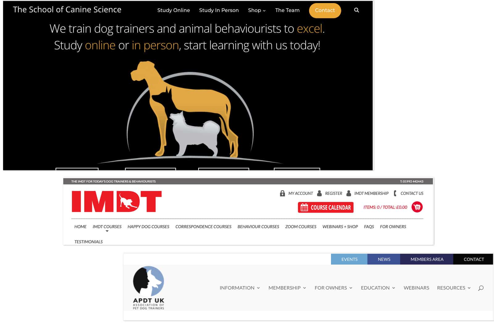example websites for dog trainer education