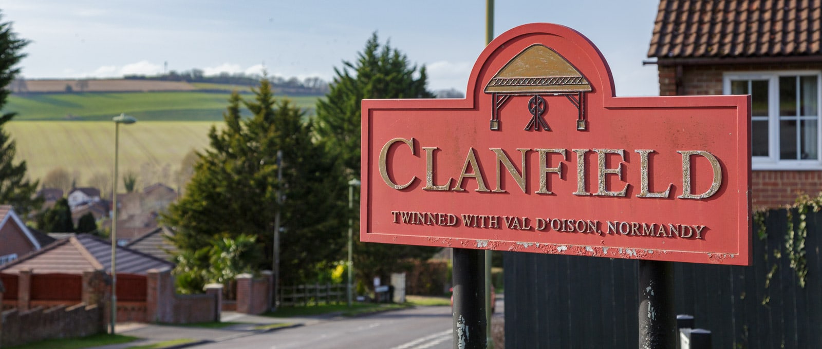 clanfield village road sign