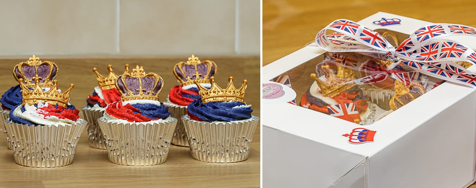 Coronation cupcakes and presentation box