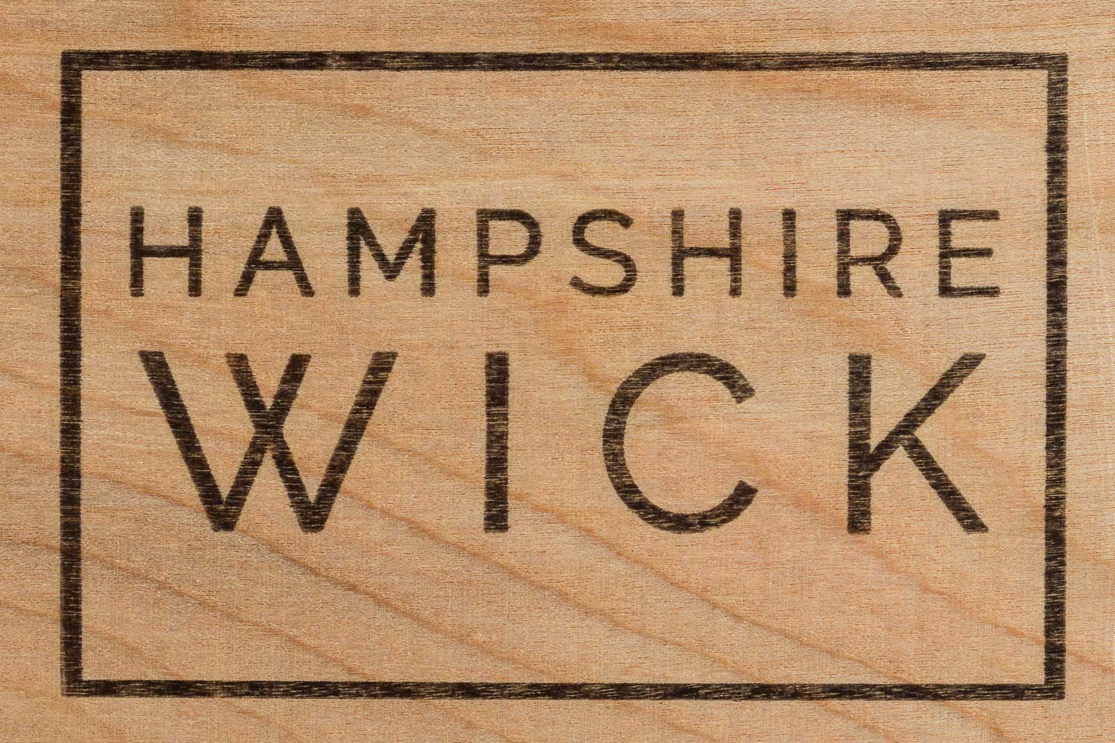 hampshire wick brand stamp on wood