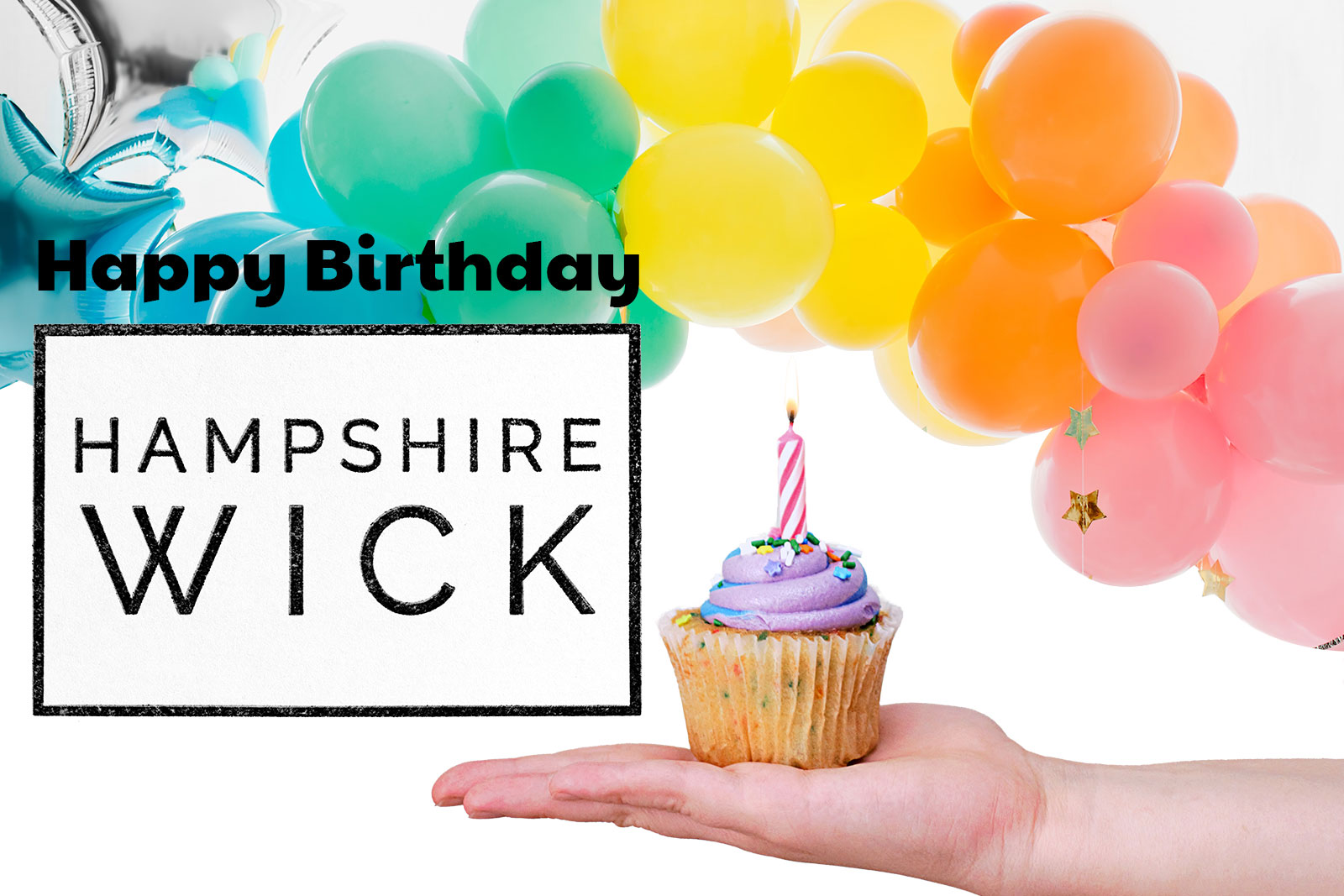 balloons and cake celebrating hampshire wick's first birthday