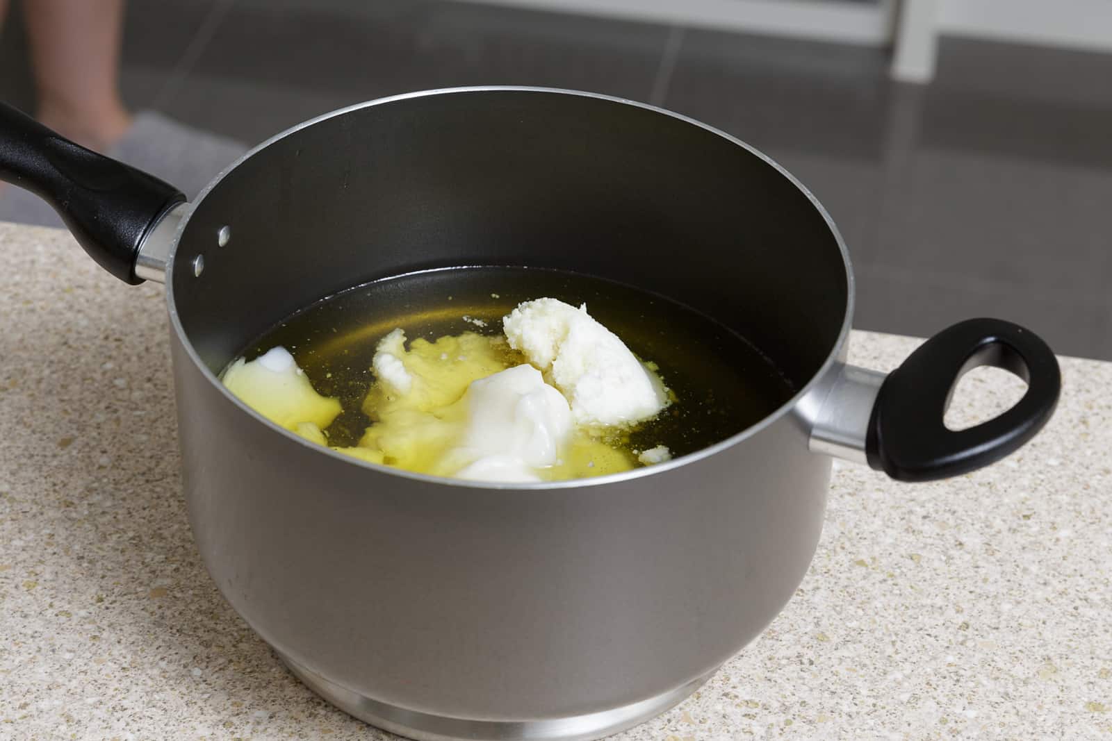 mixing handmade soap ingredients