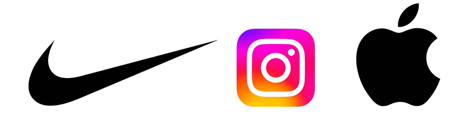 Nike, Instagram and Apple computer logotypes