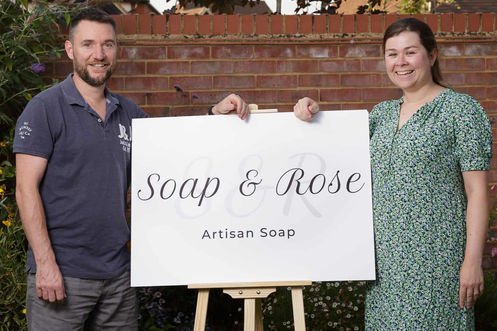 soap and rose business owners portrait