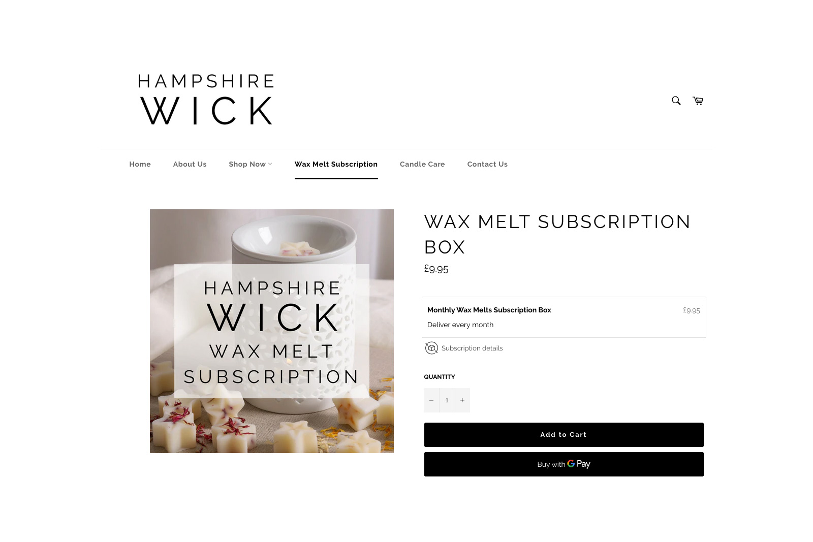 hampshire wick subscription box page