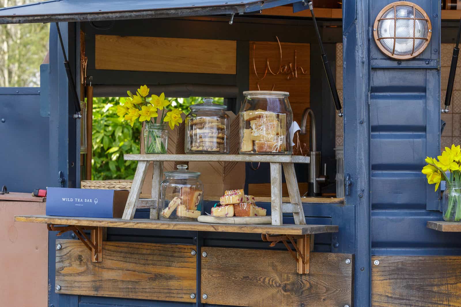 wild tea bar horsebox display counter the wild tea bar horsebox food display counter